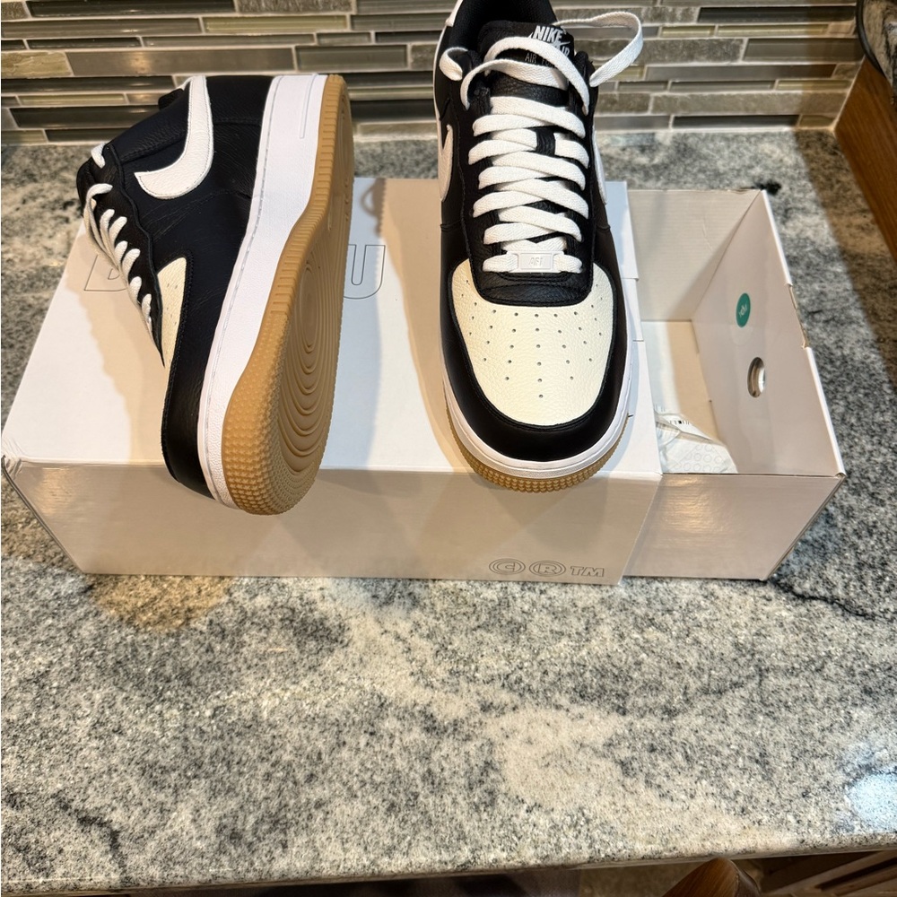 Nike Black and White Air Force 1 with Gum Sole. New, In Box.